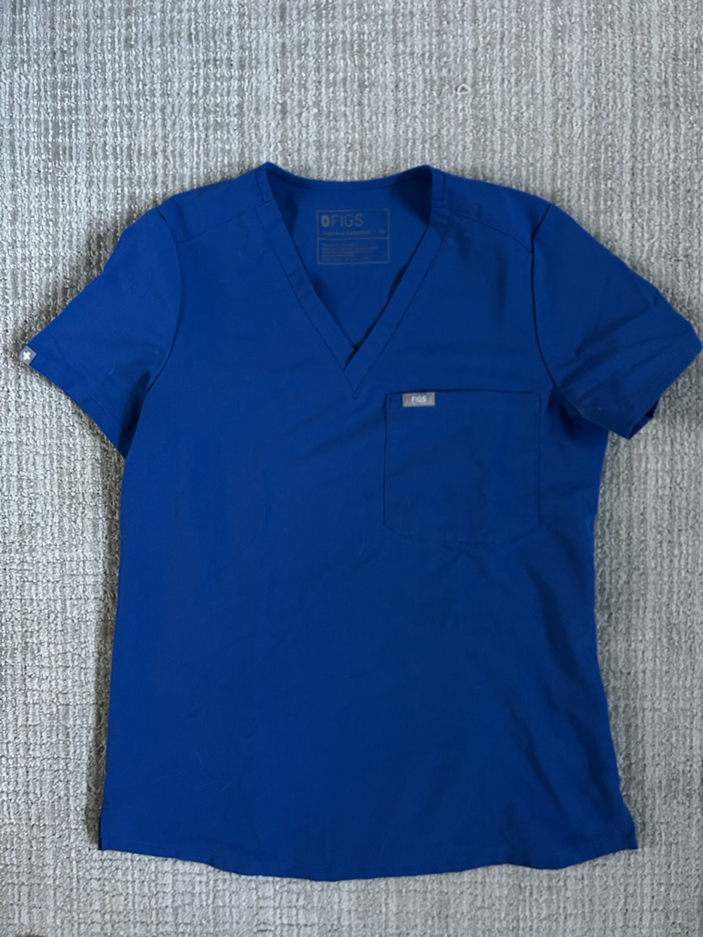Figs Bright Blue V-Neck Short Sleeve Scrub Top